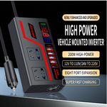 Car Inverter 12V to 110V 24V to 220V Multi-functional 200W Car Truck Converter  Intelligent Digital Display Car Charging Socket