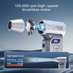 Drillpro Z1 120000RPM High Speed 29mm Brushless Motor Turbo Fan with Various Nozzles Rechargeable 5200mAh Battery Compact Design Multi-Gear Adjustable Powerful Wind Tool