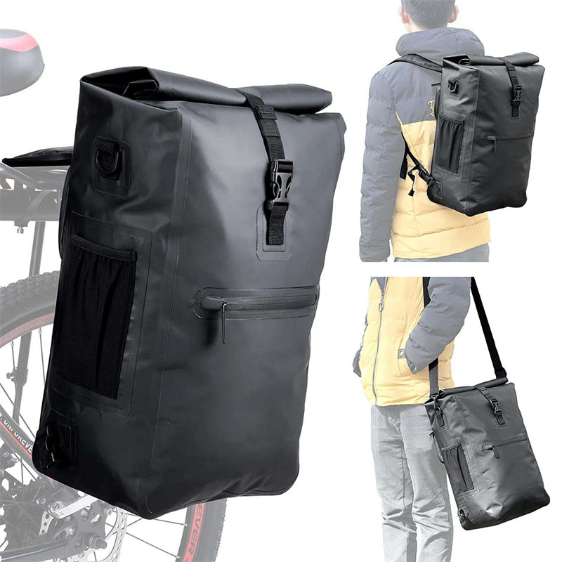 Xmund 3-in-1 Waterproof Bicycle Pannier Backpack 23L IPX6 Roll Top Convertible Laptop Bag