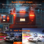 1080P 3 Channel Car Dash Cam 3-inch  IPS Screen Three Lens Car 170° HD Record Front/Interior/Rear View Camera with Free 64G TF Card Night Vision Parking Monior