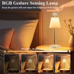Elfeland Gesture Control USB Rechargeable LED Table Light with RGB Color Changing 3 Color Temperatures & Adjustable Height LED Mood Light for Desktop Bedroom Office