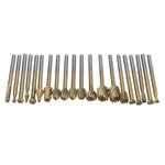 LinkMejor 20Pcs Titanium Coated Rotary File Cutters HSS Mini Burr Wood Working Milling Carving Rasp Drill Bits