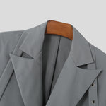 LinkMejor Mens Lace-Up Design Long Sleeve Blazer Fashion Loose Fit Solid Color Casual Suit for Male