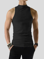LinkMejor Mens Fashion Solid Color Knitted Elastic Tank Top