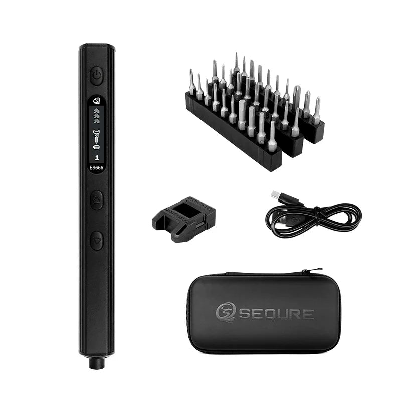 LinkMejor ES666 Innovative Multi-functional Electric Screwdriver Smart Somatosensory Recognition LED Illumination Large Capacity Battery Precision Control 30PCS Hexagon Bits Essential Tool for Easy Assembly & Disassembly