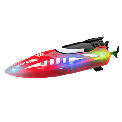 LinkMejor V777 RTR 2.4G RC Boat Double-sided Rotary Forward Stunt Driving Glowing LED Lights Ship High Speed Remote Control Vehicles Models Toys