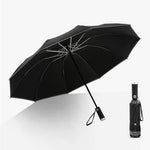 LinkMejor LED Light Travel Automatic Folding Reverse Umbrella 10 Ribs Reinforced Windproof UPF 50+ UV Protection Auto Open Close For Men and Women