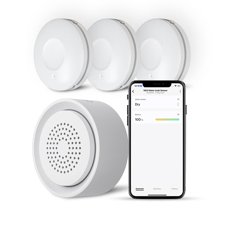 LinkMejor Tuya WiFi Smart Water Leak Alarm with 3 Water Sensors Sound and Light Alerts for Smart Home Automation and Leak Detection