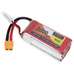LinkMejor 11.1V 2000mAh 95C 3S LiPo Battery XT60 Plug With T Adapter Plug for RC Drone