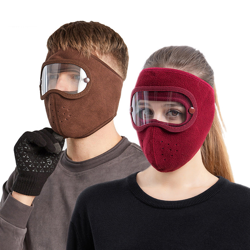 LinkMejor Fall Winter Warm Cycling Full Face Mask Windproof Anti-dust Breathable Skiing Masks Shield Face Cover With HD Anti-fog Goggles for Men Women