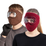 LinkMejor Fall Winter Warm Cycling Full Face Mask Windproof Anti-dust Breathable Skiing Masks Shield Face Cover With HD Anti-fog Goggles for Men Women