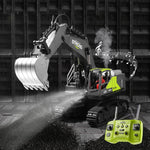 HJ Models 689-714A 1/16 2.4G 16CH RC Car Excavator Engineering Vehicles Alloy Bucket Digging 680° Rotation Spray LED Light Sound RTR Toys