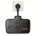 2500W 10A EU Plug Power Strip with 2AC+3USB-A+USB-C Fast Charger Multitap Electrical Wall Socket Extension Cord with On/Off Switch
