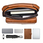 Men's Fashion PU Leather Shoulder Bag, Large Capacity Retro Business Crossbody Bag For Men Handbag Messenger Bag Waist Bag Office Use Bag Casual Day Bag, Multi-pocket Large Capacity, Waterproof and Wear-resistant