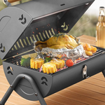 Xmund Six-Piece Barbecue Grill for Home Use, Suitable for Both Grilling And Frying, Portable Small Double-Sided Charcoal Barbecue for Outdoor Camping, Stainless Steel Barbecue Rack for Roasting Meat.