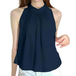 LinkMejor Elegant Style Womens Tank Vest Summer Sleeveless O-Neck Plain Casual Loose Camisoles Top