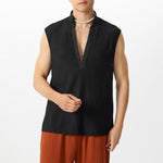 LinkMejor Mens Textured V-Neck Sleeveless Tank Micro Sheer Comfortable Breathable Vest