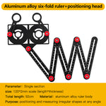 6/9/12 Fold Aluminium Alloy Angle Ruler Finder Measuring Ruler Perforated Mold Template Tool Locator Drill Guide Tile Hole
