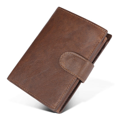 Ekphero Retro Genuine Leather RFID Men's Wallet Business Casual Money Clip Multiple Card Slots Holder Coin Purse