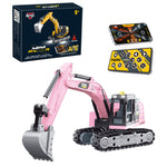 LinkMejor HG4-301 RTR 1/64 2.4G Mini RC Excavator Alloy Bucket 270 °Rotation Support App Remote Controlled LED Light Sound Engineering Vehicles Two Speed Desktop Toys Model Collection Gift For Boys