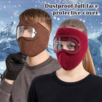 LinkMejor Fall Winter Warm Cycling Full Face Mask Windproof Anti-dust Breathable Skiing Masks Shield Face Cover With HD Anti-fog Goggles for Men Women