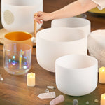 [US Direct] CVNC 432Hz 10" C Note Chakra Crystal Singing Bowl Frosted Quartz Sound Heal Bath