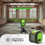 Huepar FC011G Green Laser Level Cross Line Laser100ft Range Self Leveling Accurate Rechargeable Li-ion Battery Type-C Charging IP54