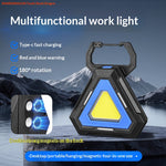 LinkMejor CD12/CD13 Magnetic Triangle Work Light USB Rechargeable 48 LEDs Dual Mode Waterproof Portable Flashlight for Camping Emergency Repair Warning Light