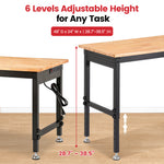 LinkMejor 48" Adjustable Heavy Duty Workbench 2000 LBS Load Capacity Rubberwood Work Table with Pegboard Power Outlets Work Bench for Garage Workshop Office Home Commercial