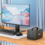 LinkMejor K35274D 4 Bay RAID External Hard Drive Enclosure with HD Port 3.5'' Type-C to SATA HDD SSD Enclosure Support 7 RAID Mode