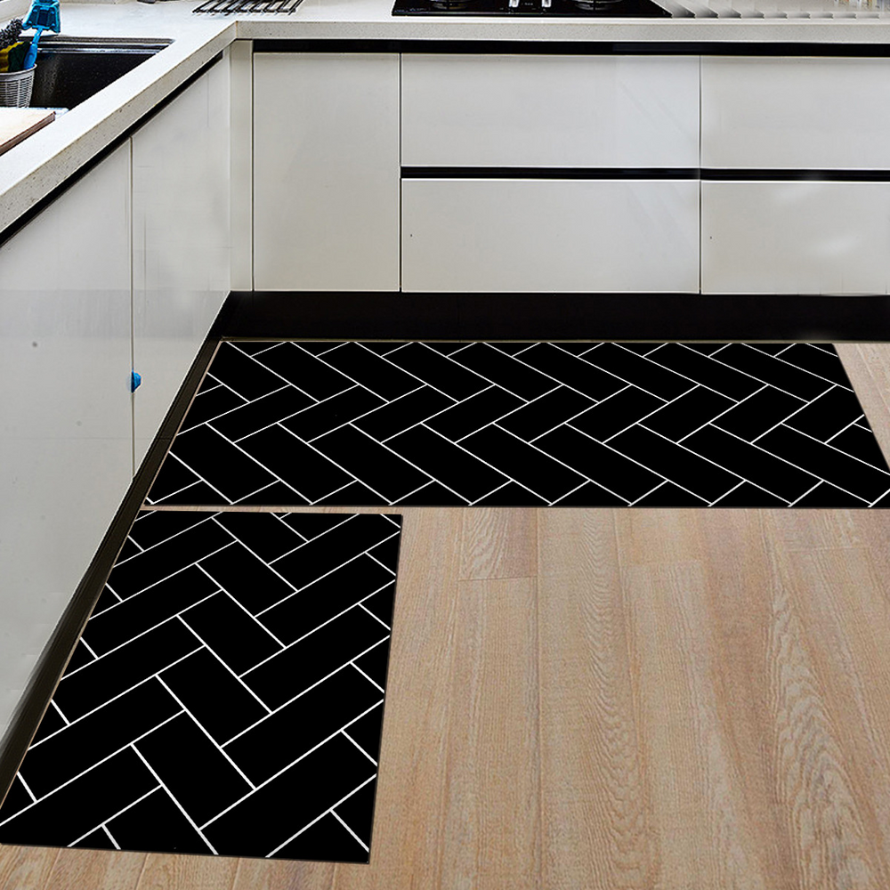 2PCS Floor Absorbent Carpet Mat Set Non-slip Kitchen Mat Rubber Backing Door Mat Carpet Set 40x60cm + 40x120cm