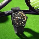 LinkMejor Men's Business Watch Quartz Wrist Watch with Calendar Alloy Case, Round Dial, Electronic Drive, Silicone Strap 3ATM Sports Watch