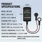 MH-5D8 Multifunction Smart Magnetic Charge Cable 3.7V Li Battery Compatible Type-C Fast Charging Auto Stop Compact Portable Battery Charger