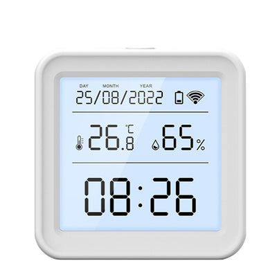 Tuya TH08 Wi-Fi Zigbe Temperature Humidity Sensor Hygrometer Wireless Alexa Google Compatible Backlight Feature Low Battery Reminder Remote Home Monitoring 24H Time Display