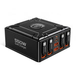 [GaN Tech] LinkMejor® BW-S34 550W 7 Ports USB PD Charger with Retractable Cable 5USB-C+2USB-A QC PD Fast Charging Desktop Charging Station for iPhone 17 16 16 Pro 15 14 13 Pro Max for MacBook Pro for Airpods for Apple Watch