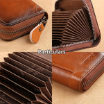 Ekphero RFID Blocking Genuine Leather Men's Card Holder, Vintage Cowhide Leather Large Capacity Multi-card Slot Short Credit Card Bag, Driver's License Leather Card Case,Money Clips Mini Bag for Men