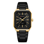 LinkMejor Fashion Rectangular Business Watches for Men Waterproof Luminous Hands Stainless Steel Simple Vintage Quartz Wristwatch