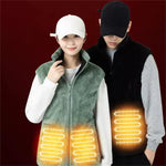 LinkMejor HV-09F Heated Vest 9 Heating Areas USB Charging 3 Gear Temperature Control Coral fleece Windproof Outdoor Winter Warm Clothing