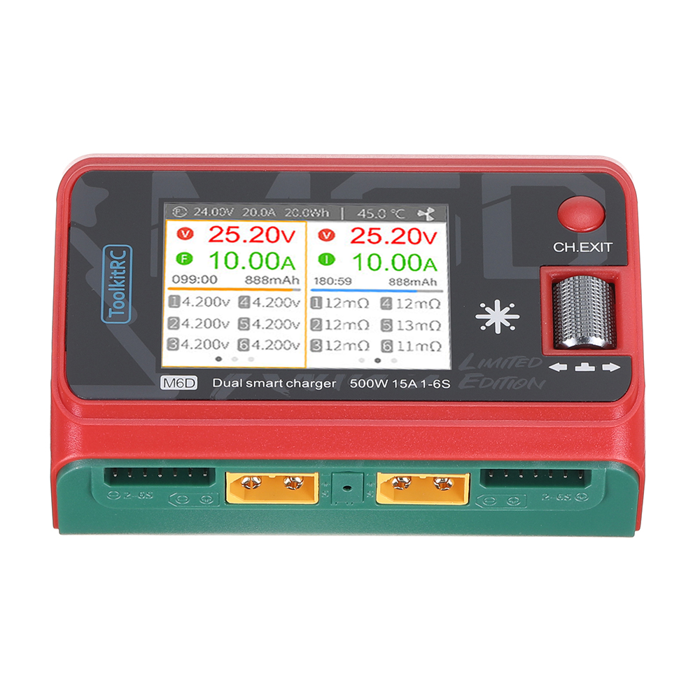 ToolkitRC M6D Xmas Limited Edition 500W 15A  DC Dual Channel with 2.4 Inch IPS LCD Screen Balance Charger Discharger for 1-6S LiPo LiHV LiFe Lilon 1-16S NiMH 1-10S Pb Battery