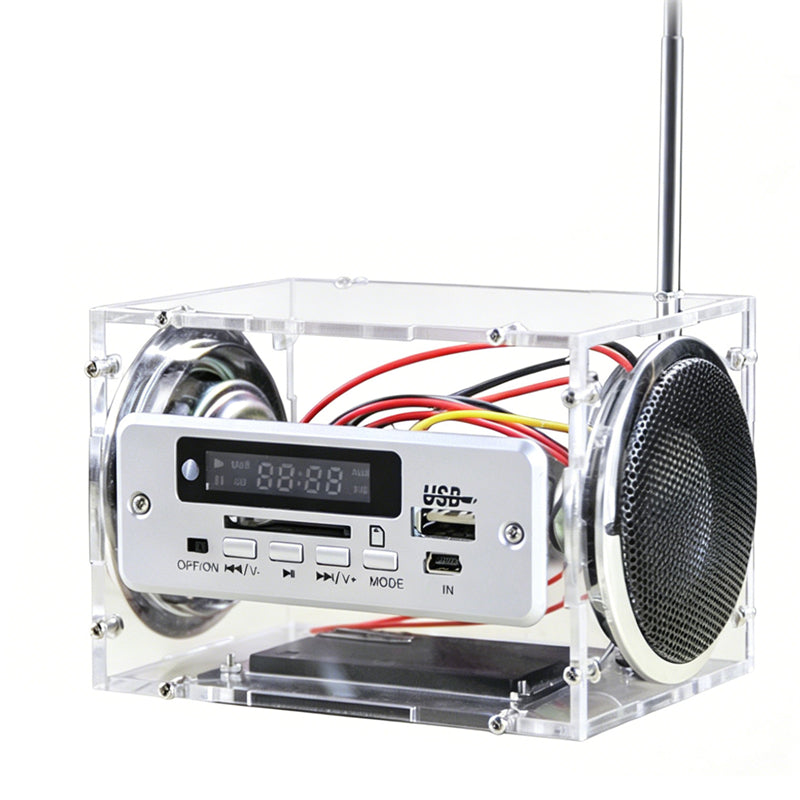 DIY Audio Bluetooth 5.0 Speaker Kit FM Radio USB/SD/AUX Dual Speakers DC 3.7-5V Remote Control Amplifier Speaker Building Kit