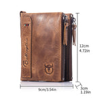 LinkMejor Vintage Men's Wallet Top-grain Cowhide Leather Zipper Card Holder Coin Purse Business Casual Male Money Clip