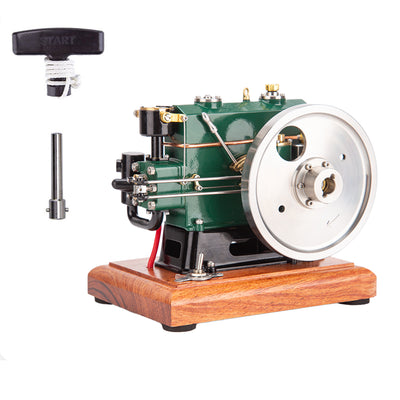 LinkMejor 1/8 Scale 3.6cc Mini Vintage Single Cylinder 4-Stroke Working Gasoline Engine Model  with Wooden Base Version Ready to Run 1140