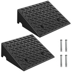 LinkMejor Pair 6 inch Rubber Curb Ramp Non-Slip Driveway Threshold Ramps With Textured Surface for DIY Car Maintenance Wheelchairs Lawn Mowers Motorcycles