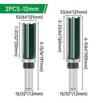 LinkMejor 2pcs 8mm 12mm Shank Straight Cut Router Bit Set Four Flute Tungsten Carbide Cutter Woodworking Tools for CNC Machines Dense Board Solid Wood Cutting