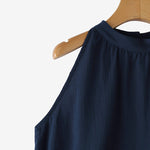 LinkMejor Elegant Style Womens Tank Vest Summer Sleeveless O-Neck Plain Casual Loose Camisoles Top
