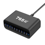 [GaN Tech] Bakeey YMX-615-765W 765W 10-Port USB PD Charger 3USB-A+7USB-C PD Fast Charging Desktop Charging Station EU Plug for iPhone 17 17 Pro 16 Pro Max 15 14 for Huawei Pura 80 Ultra for Samsung Galaxy S25 Ultra for OPPO