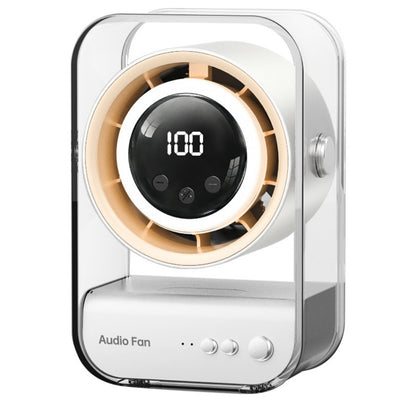Tevorex Mini Portable Fan with Bluetooth Speaker USB Rechargeable 100 Speed Levels Quiet Operation LED Display for Home Office Travel