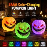 Elfeland Halloween LED Lantern Light Voice-Activated Electric Ambience Pumpkin Night Lamp for Indoor Outdoor Holiday Decoration