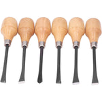 6pcs Wood Carving Chisel Set Ergonomic Beech Wood Handle Heat Treated Steel Blades Professional Woodworking Tools for DIY Craft Carving and Turning