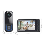 Smart Wireless Video Doorbell Camera Full HD Infrared Night Vision Two-Way Audio 150m Range Household Video Doorbell with 4.5 Inch LCD Color Screen for Home Security